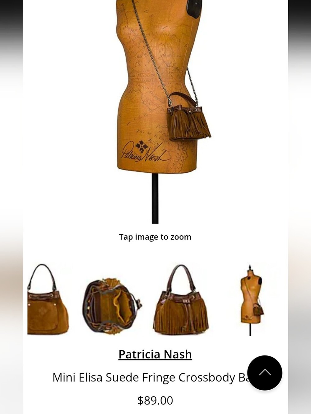 Patricia Nash Brown Suede Fringe Drawstring Mini Hobo And Crossbody Bag - Picture 9 of 14